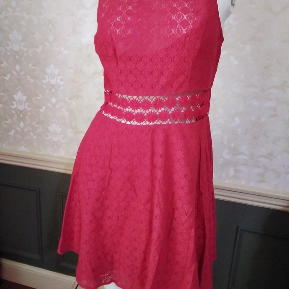 FREE PEOPLE Maroon Red Lace Embroidered Dress - Picture 1 of 11